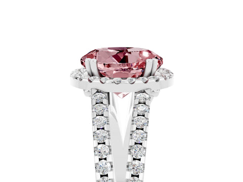 White gold Round Cut Morganite Halo Split Shank Engagement Ring_17
