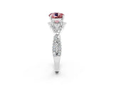 White gold Round Cut Morganite Halo Twist Band Solitaire Prong Setting Ring_2