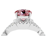White gold Round Cut Morganite Halo Twist Band Solitaire Prong Setting Ring_4