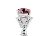 White gold Round Cut Morganite Halo Twist Band Solitaire Prong Setting Ring_5