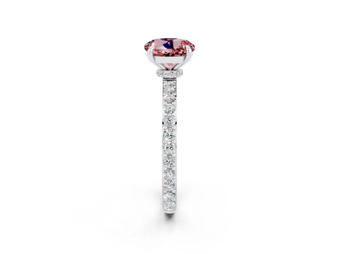 White gold Round Cut Morganite Pavé Engagement Ring with Round  Accents and Prong Setting_26