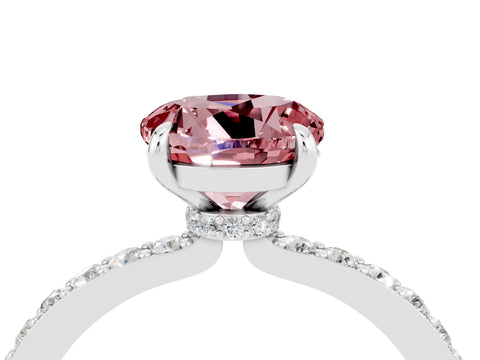 White gold Round Cut Morganite Pavé Engagement Ring with Round  Accents and Prong Setting_28