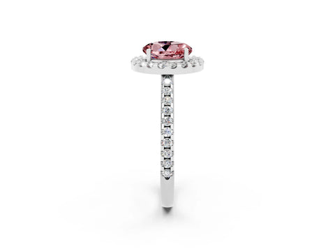 White gold Round Cut Morganite Pavé Halo Ring with Four-Prong Setting_14