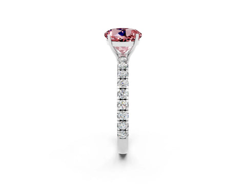 White gold Round Cut Morganite Pavé Solitaire Engagement Ring with Four-Prong Setting_14