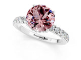White gold Round Cut Morganite Pave Band Solitaire Ring with Four-Prong Setting_25