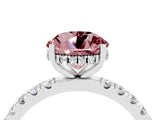 White gold Round Cut Morganite Pave Band Solitaire Ring with Four-Prong Setting_28
