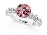 White gold Round Cut Morganite Prong Setting with Side Stones on a Pave Band_1
