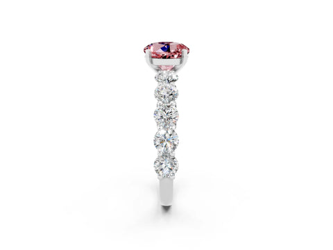 White gold Round Cut Morganite Prong Setting with Side Stones on a Pave Band_2