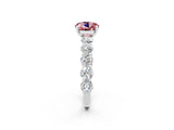 White gold Round Cut Morganite Prong Setting with Side Stones on a Pave Band_2