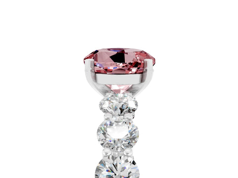 White gold Round Cut Morganite Prong Setting with Side Stones on a Pave Band_5