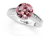 White gold Round Cut Morganite Ring with Milgrain Pavé Band and Four-Prong Setting_13