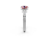 White gold Round Cut Morganite Ring with Milgrain Pavé Band and Four-Prong Setting_14