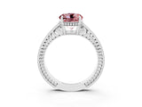 White gold Round Cut Morganite Ring with Milgrain Pavé Band and Four-Prong Setting_15