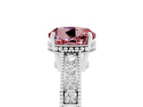 White gold Round Cut Morganite Ring with Milgrain Pavé Band and Four-Prong Setting_17