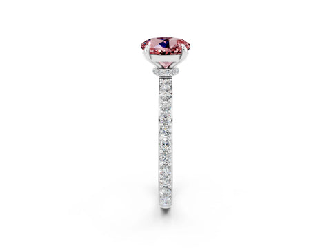 White gold Round Cut Morganite Ring with Pavé Band and Four-Prong Setting_2