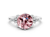 White gold Round Cut Morganite Ring with Side Stones and Four-Prong Setting_36