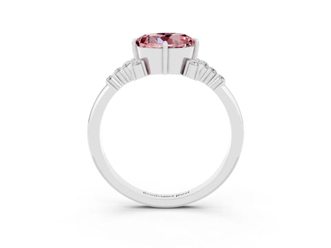 White gold Round Cut Morganite Ring with Side Stones and Four-Prong Setting_39