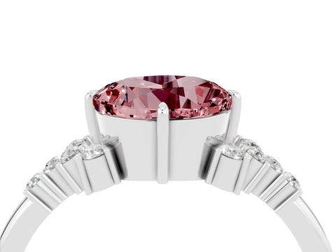 White gold Round Cut Morganite Ring with Side Stones and Four-Prong Setting_40