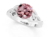 White gold Round Cut Morganite Solitaire Celtic Knot Ring with Four-Prong Setting_13