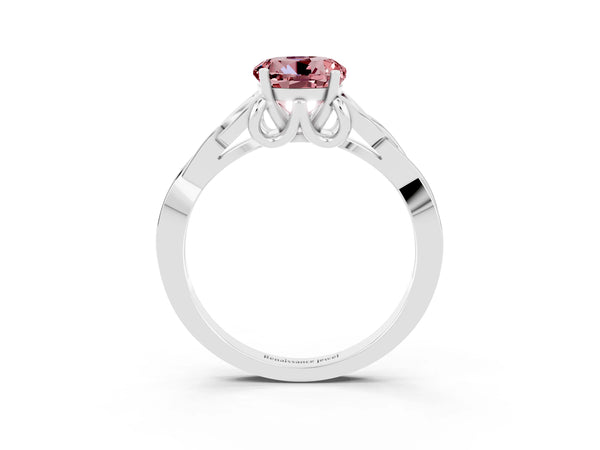 Platinum Round Cut Morganite Solitaire Celtic Knot Ring with Four-Prong Setting