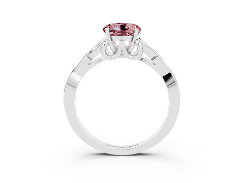 White gold Round Cut Morganite Solitaire Celtic Knot Ring with Four-Prong Setting_15