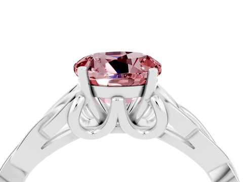 White gold Round Cut Morganite Solitaire Celtic Knot Ring with Four-Prong Setting_16