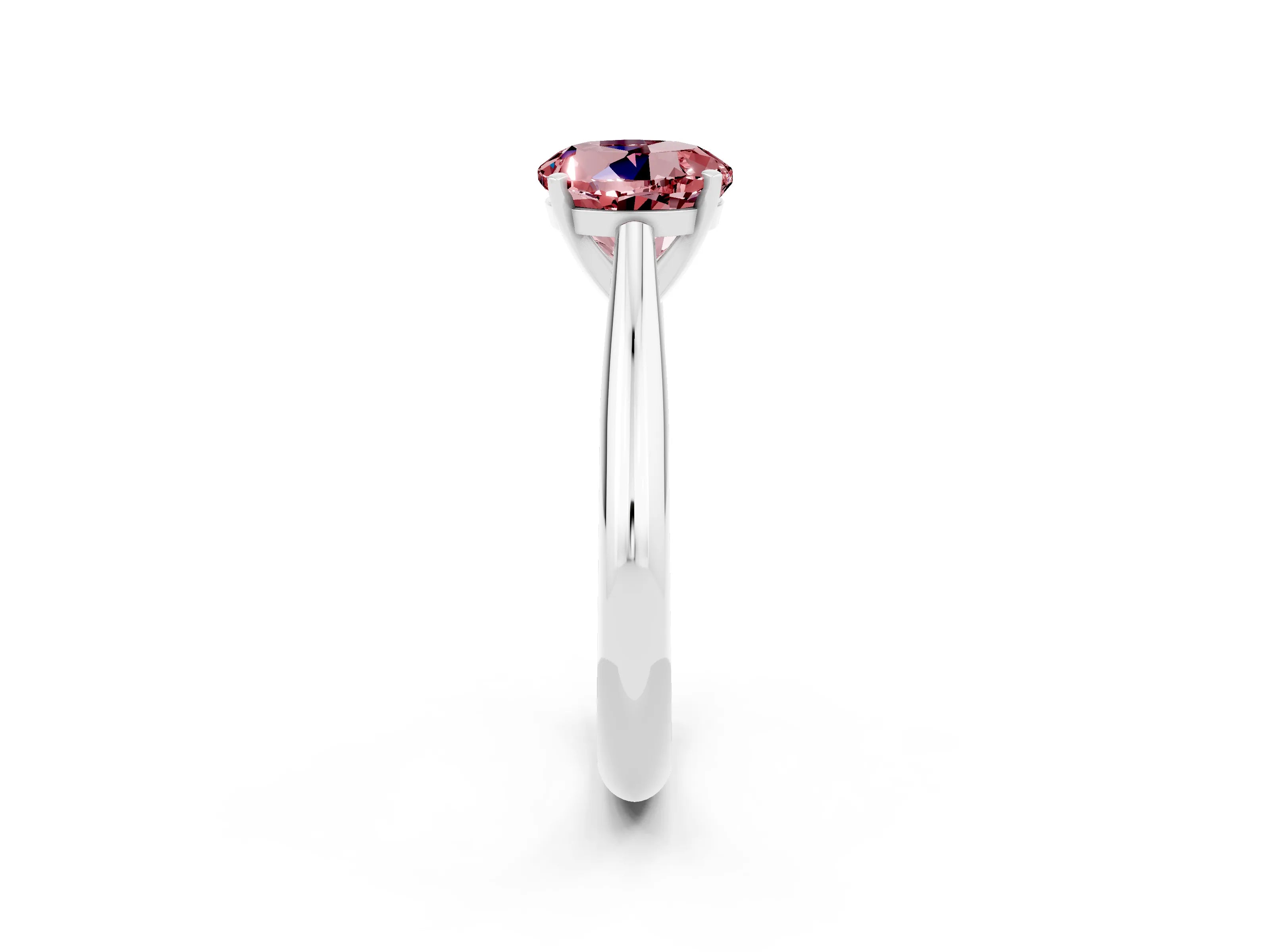 White gold Round Cut Morganite Solitaire Engagement Ring with Cathedral Setting and Four-Prong Mount_14