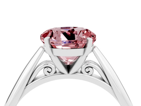 White gold Round Cut Morganite Solitaire Engagement Ring with Cathedral Setting and Four-Prong Mount_28