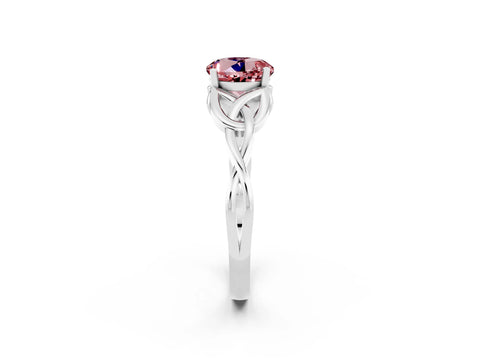 White gold Round Cut Morganite Solitaire Engagement Ring with Celtic Knot Band and Four-Prong Setting_2