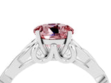 White gold Round Cut Morganite Solitaire Engagement Ring with Celtic Knot Band and Four-Prong Setting_4