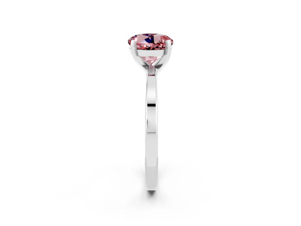 White gold Round Cut Morganite Solitaire Engagement Ring with Classic Band and Four-Prong Setting