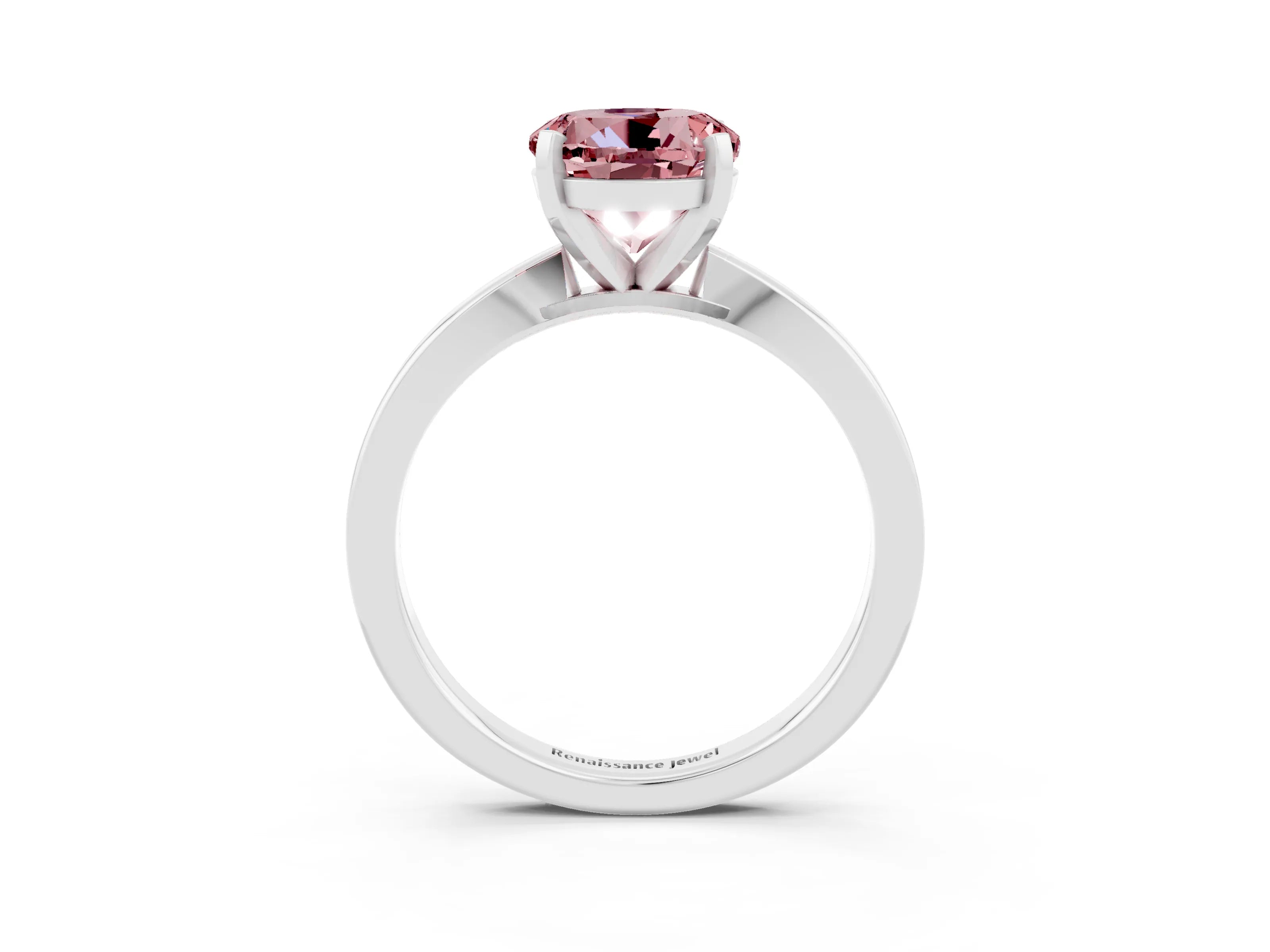 White gold Round Cut Morganite Solitaire Engagement Ring with Classic Band and Four-Prong Setting_27