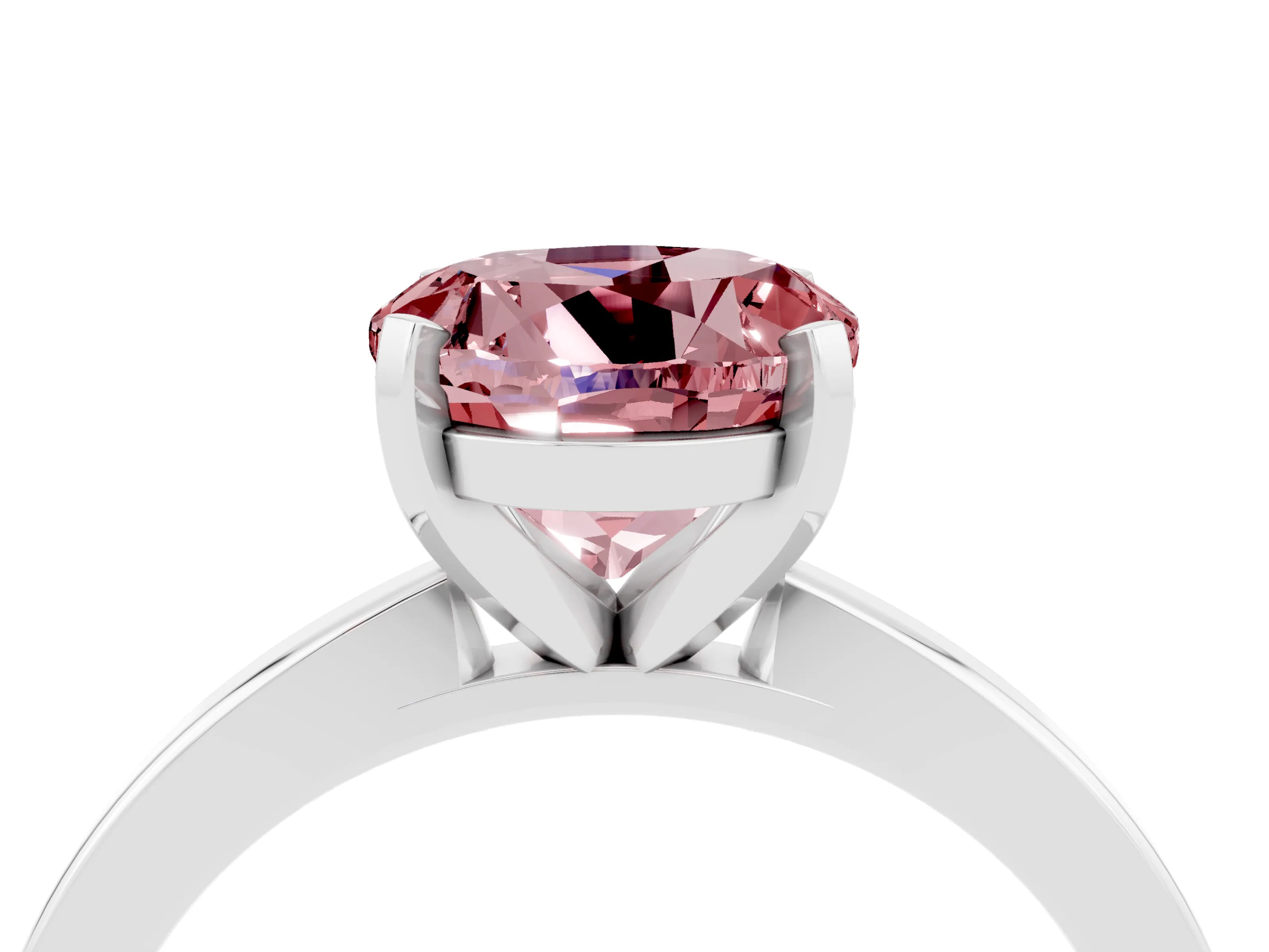 White gold Round Cut Morganite Solitaire Engagement Ring with Classic Band and Four-Prong Setting_28