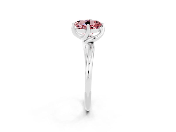 Platinum Round Cut Morganite Solitaire Engagement Ring with Four-Prong Setting and Classic Band