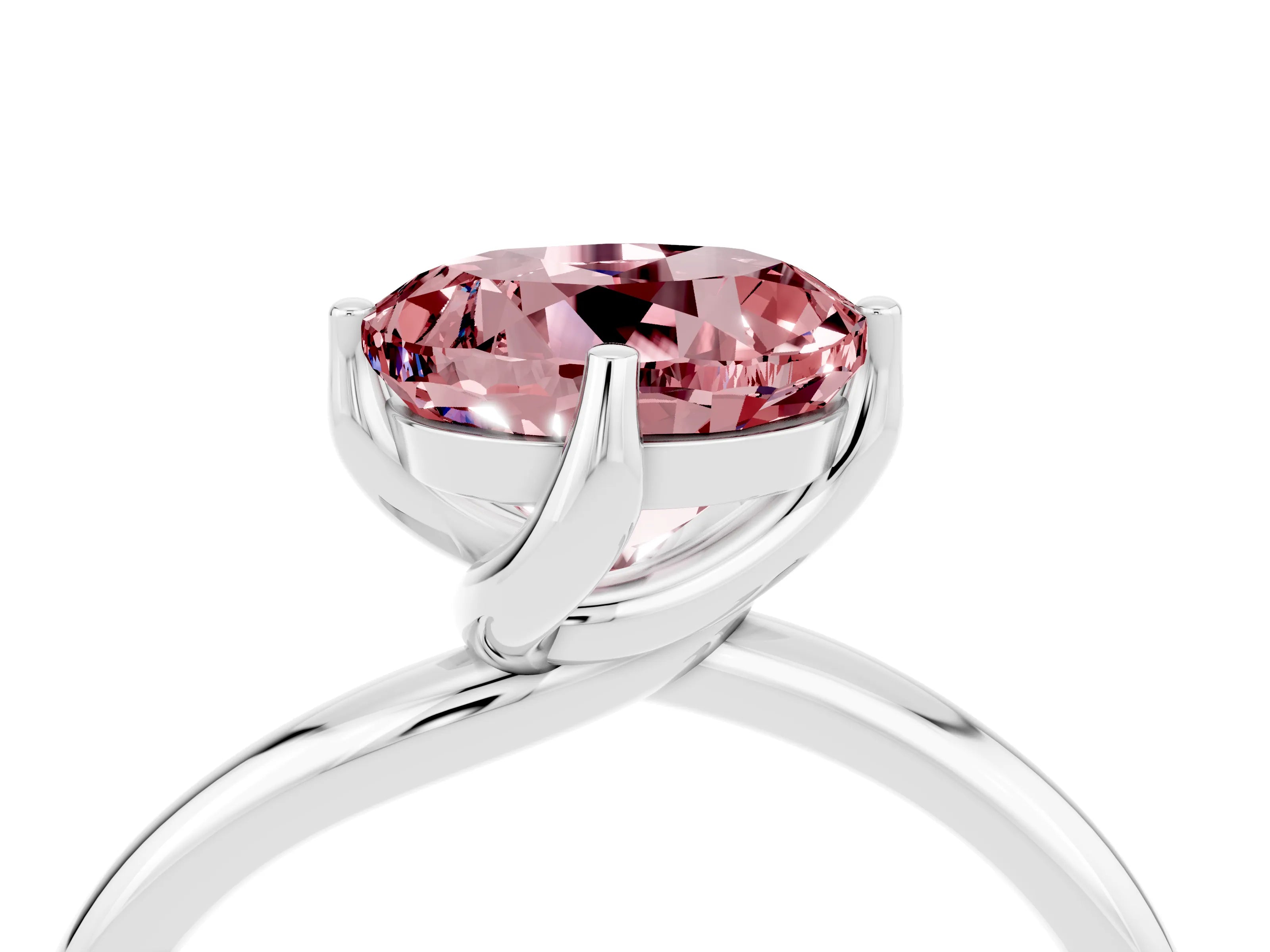 White gold Round Cut Morganite Solitaire Engagement Ring with Four-Prong Setting and Classic Band_16