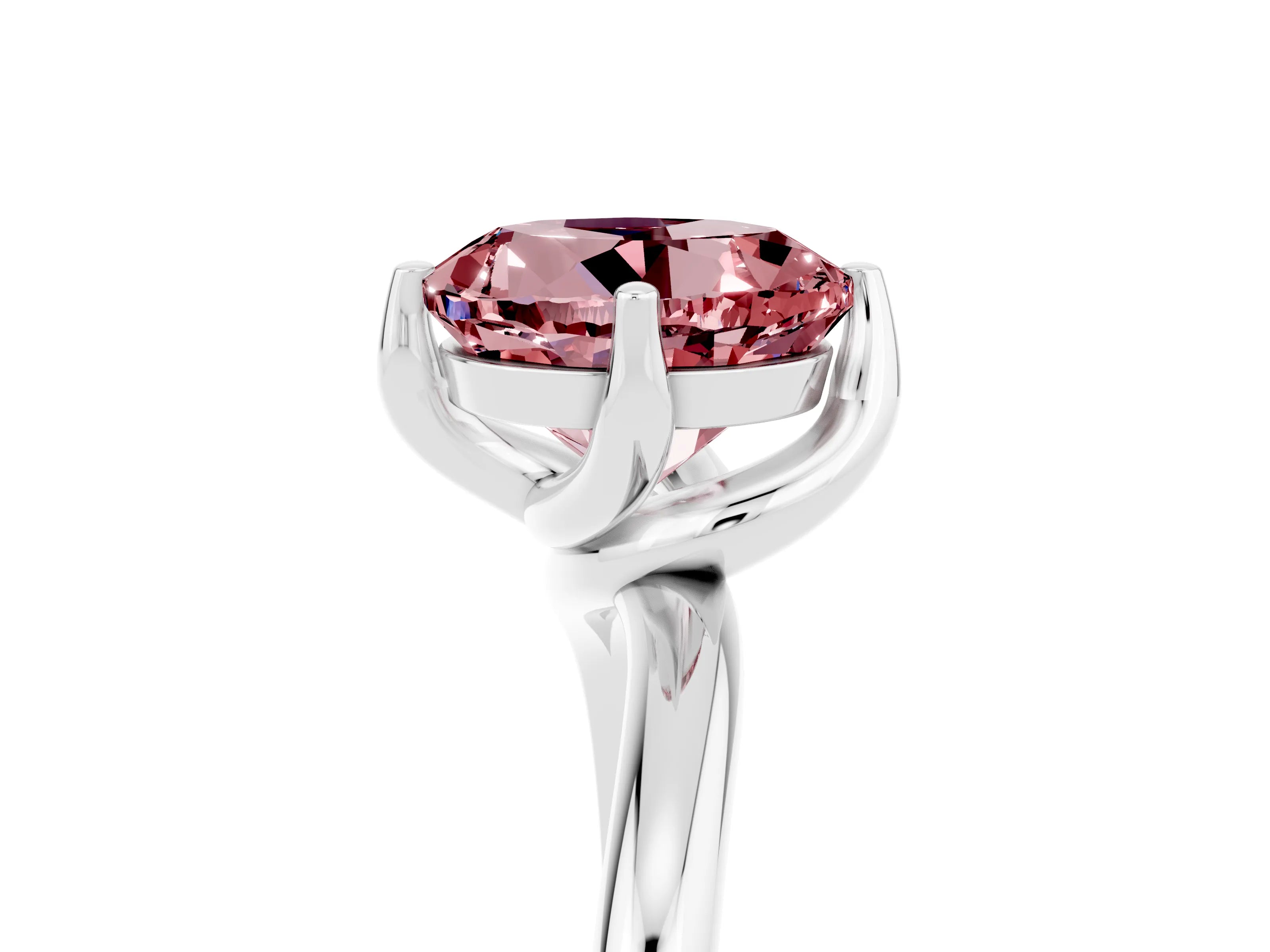 White gold Round Cut Morganite Solitaire Engagement Ring with Four-Prong Setting and Classic Band_17