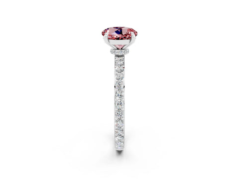 White gold Round Cut Morganite Solitaire Engagement Ring with Pavé Band and Four-Prong Setting_2