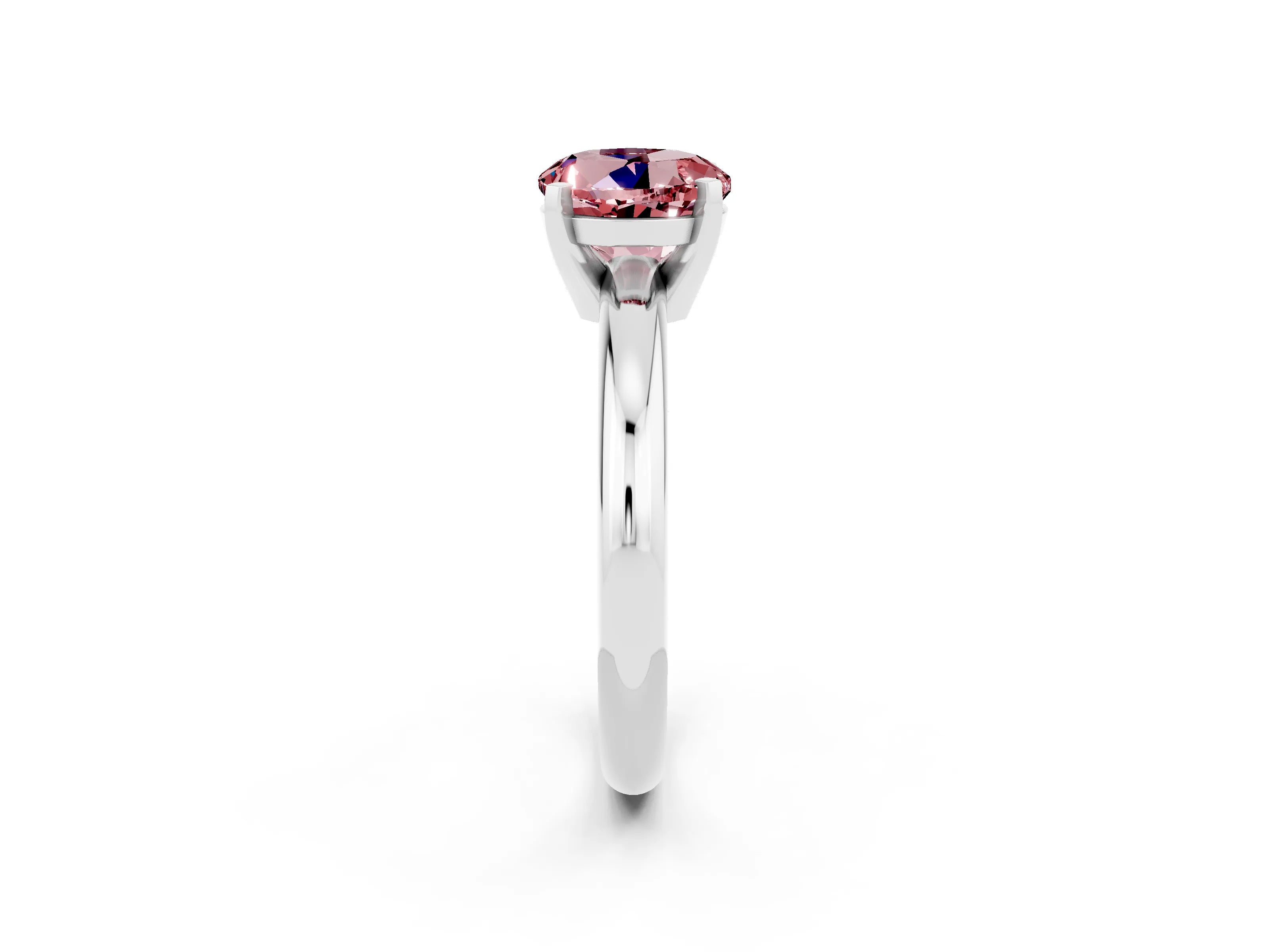 White gold Round Cut Morganite Solitaire Engagement Ring with Round Band and Four-Prong Setting_2