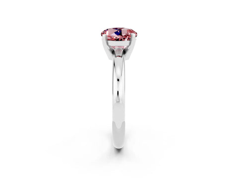 White gold Round Cut Morganite Solitaire Engagement Ring with Round Band and Four-Prong Setting_2
