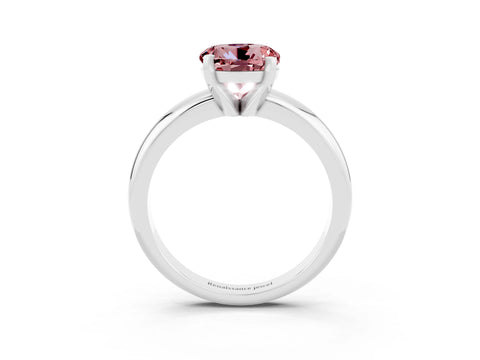 White gold Round Cut Morganite Solitaire Engagement Ring with Round Band and Four-Prong Setting_3