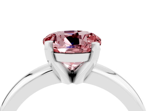 White gold Round Cut Morganite Solitaire Engagement Ring with Round Band and Four-Prong Setting_4