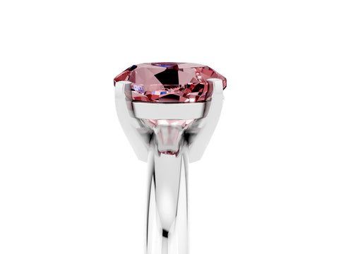 White gold Round Cut Morganite Solitaire Engagement Ring with Round Band and Four-Prong Setting_5