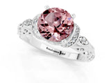 White gold Round Cut Morganite Solitaire Ring with Filigree Band and Four-Prong Setting_25