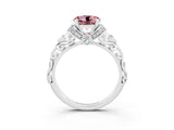 White gold Round Cut Morganite Solitaire Ring with Filigree Band and Four-Prong Setting_27