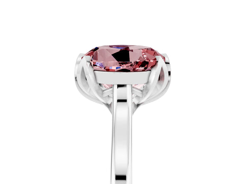 White gold Round Cut Morganite Solitaire Ring with Flower Prong Setting and Classic Band_17