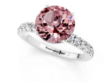 White gold Round Cut Morganite Solitaire Ring with Pavé Accents and Four-Prong Setting_1