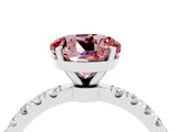 White gold Round Cut Morganite Solitaire Ring with Pavé Accents and Four-Prong Setting_4