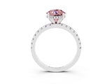 White gold Round Cut Morganite Solitaire Ring with Pavé Band and Four-Prong Setting_27