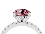 White gold Round Cut Morganite Solitaire Ring with Pavé Band and Four-Prong Setting_28