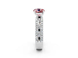 White gold Round Cut Morganite Solitaire Ring with Pavé and Channel Set Band_2